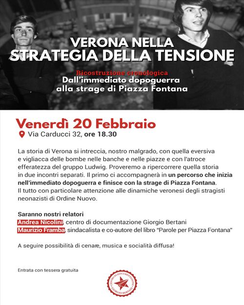 Venerdì di Via Carducci 32 | "Verona nella strategia della tensione" w/ Maurizio Framba